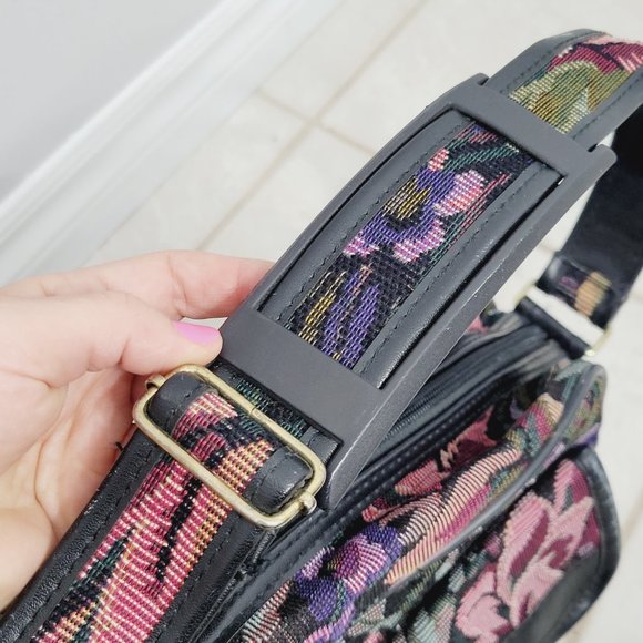 Jordache Vintage Pink Floral Woven Overnight Carry On Luggage Travel Bag Strap - Picture 8 of 14